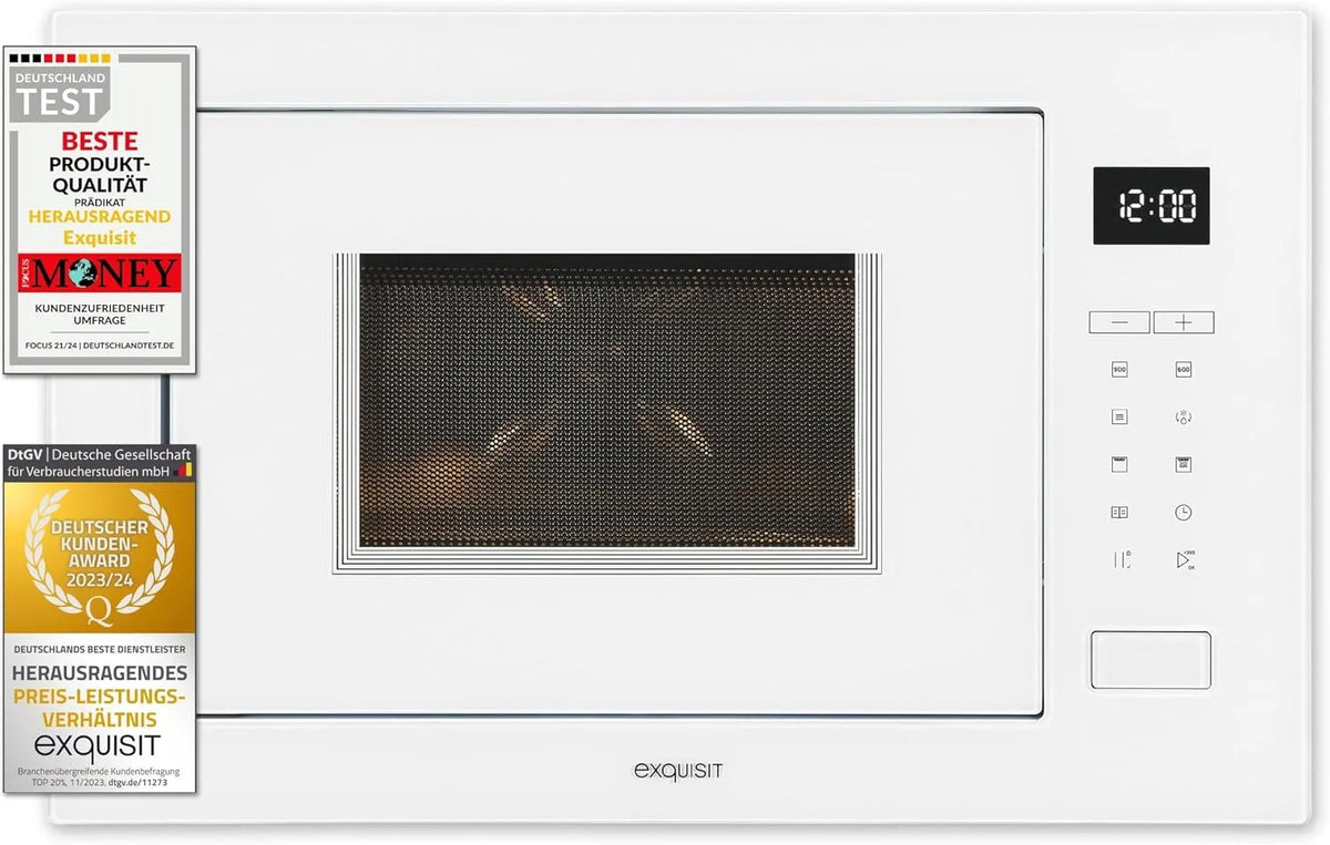 Exquisit Mikrowelle EMW25-G-020, weiss, Touch, Schnellstart, 60cm Einbaumikrowelle, Grillfunktion, Timer