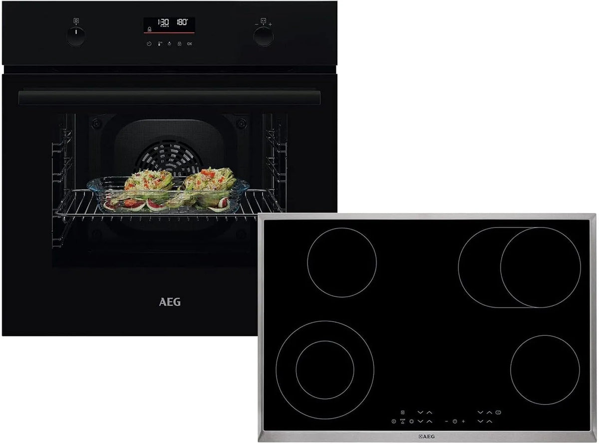 AEG Backofen AB33BP BPK53516XB HK834060XB, Set Pyrolyse + Glaskeramikkochfeld