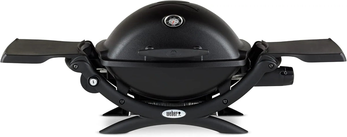 Gasgrill 1200 Weber Q, 1 Brenner, Portable, in Schwarz, 43 x 32cm Grillfläche, 2-geteilter porzellanemaillierter Guss-Grillrost