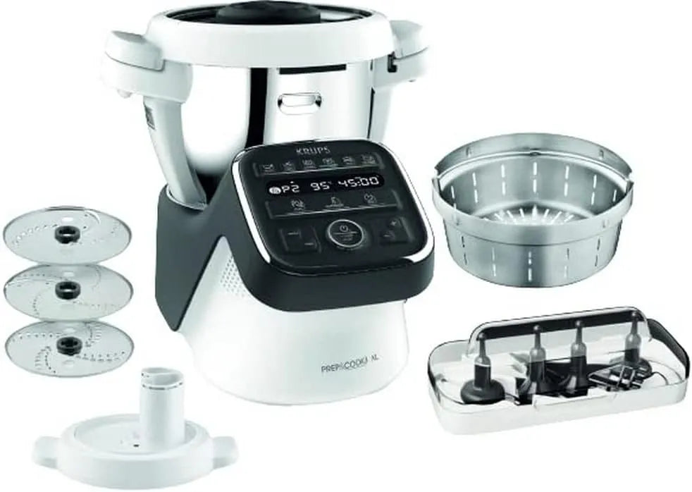Krups Küchenmaschine HP50A8, Leistung 1550 W, Fassungsvermögen 3 L Edelstahlschüssel, 12 Betriebsprogramme + Manueller Modus, inklusive. Schnitzelwerk