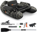 Goplus Pumpe, Belly Boat bis 150 kg belastbar, Maße 135 x 109 x 54 cm, Rutenhalter & 2 Schultergurten, Bellyboot, Flossen, Fischlineal