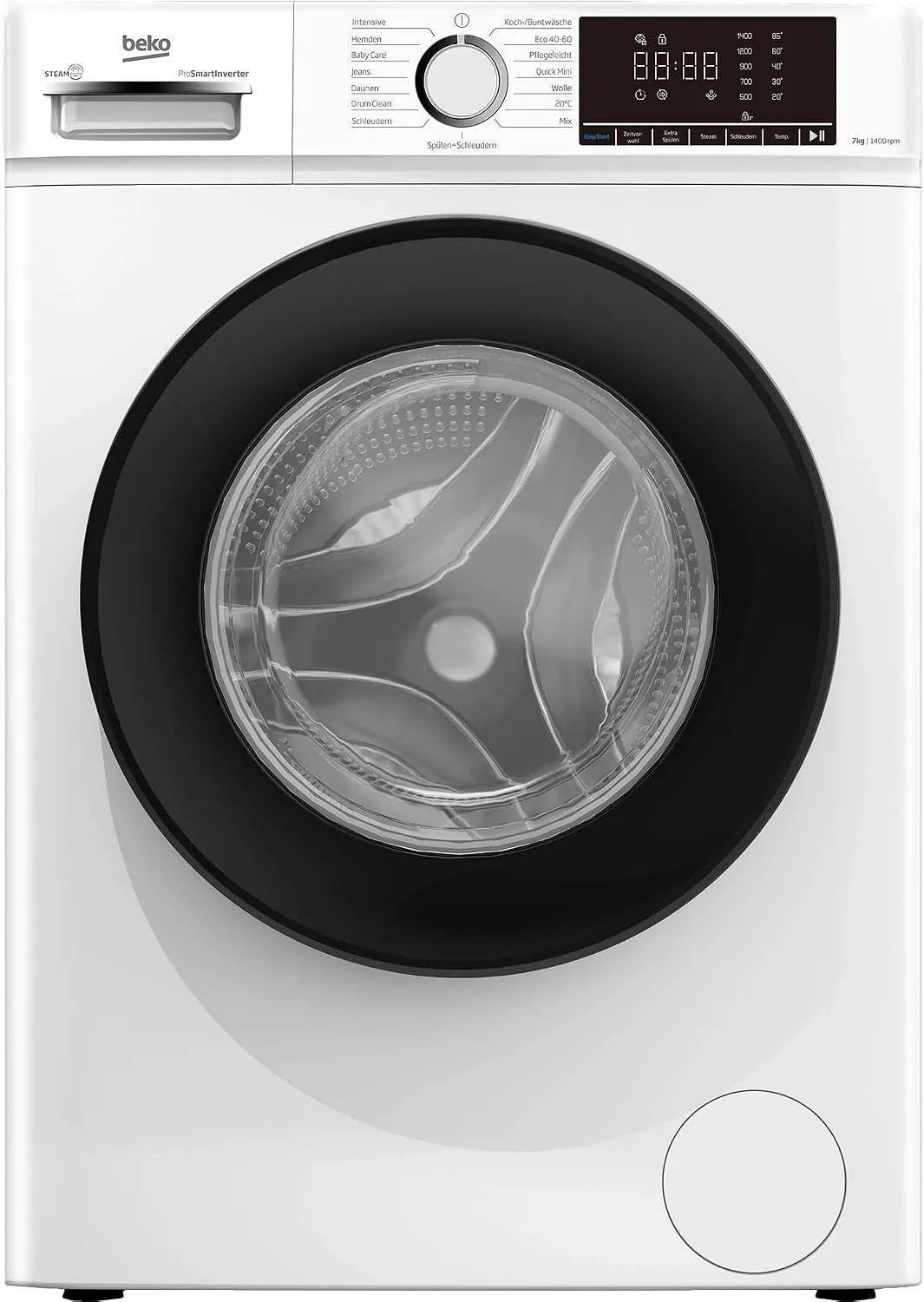 Beko Waschmaschine BM3WFOE741PSA 1400, Gewicht 7 kg, freistehende, Waschvollautomat, Schleuderwahl U, min, AddXtra, SteamCure, Weiß