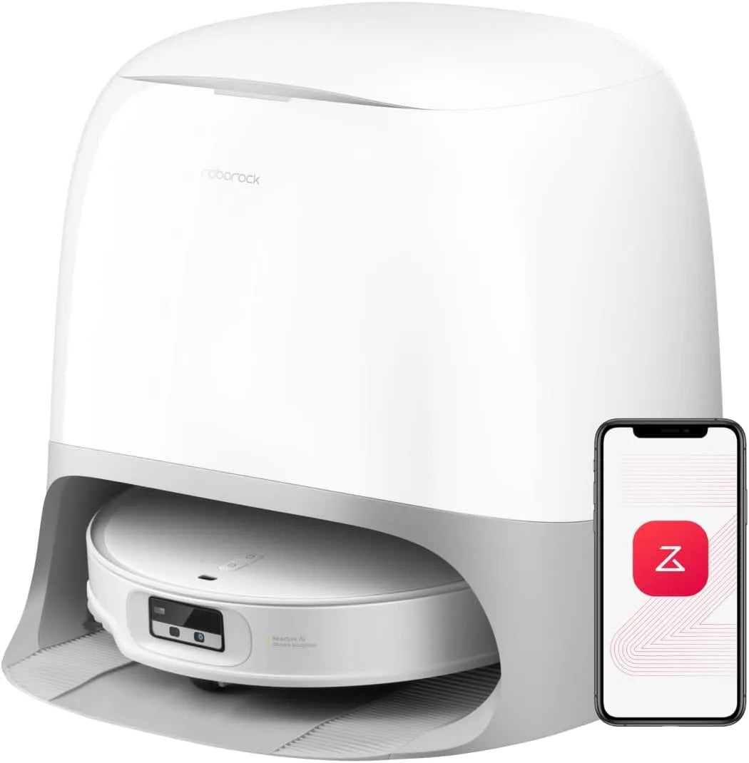 Roborock Saugroboter, 22.000Pa Saugkraft, Dual Anti-Tangle-System, Weiß, 7,98 Ultra-Slim Design, Qrevo CurvX mit Wischfunktion&anhebbarem Wischmopp
