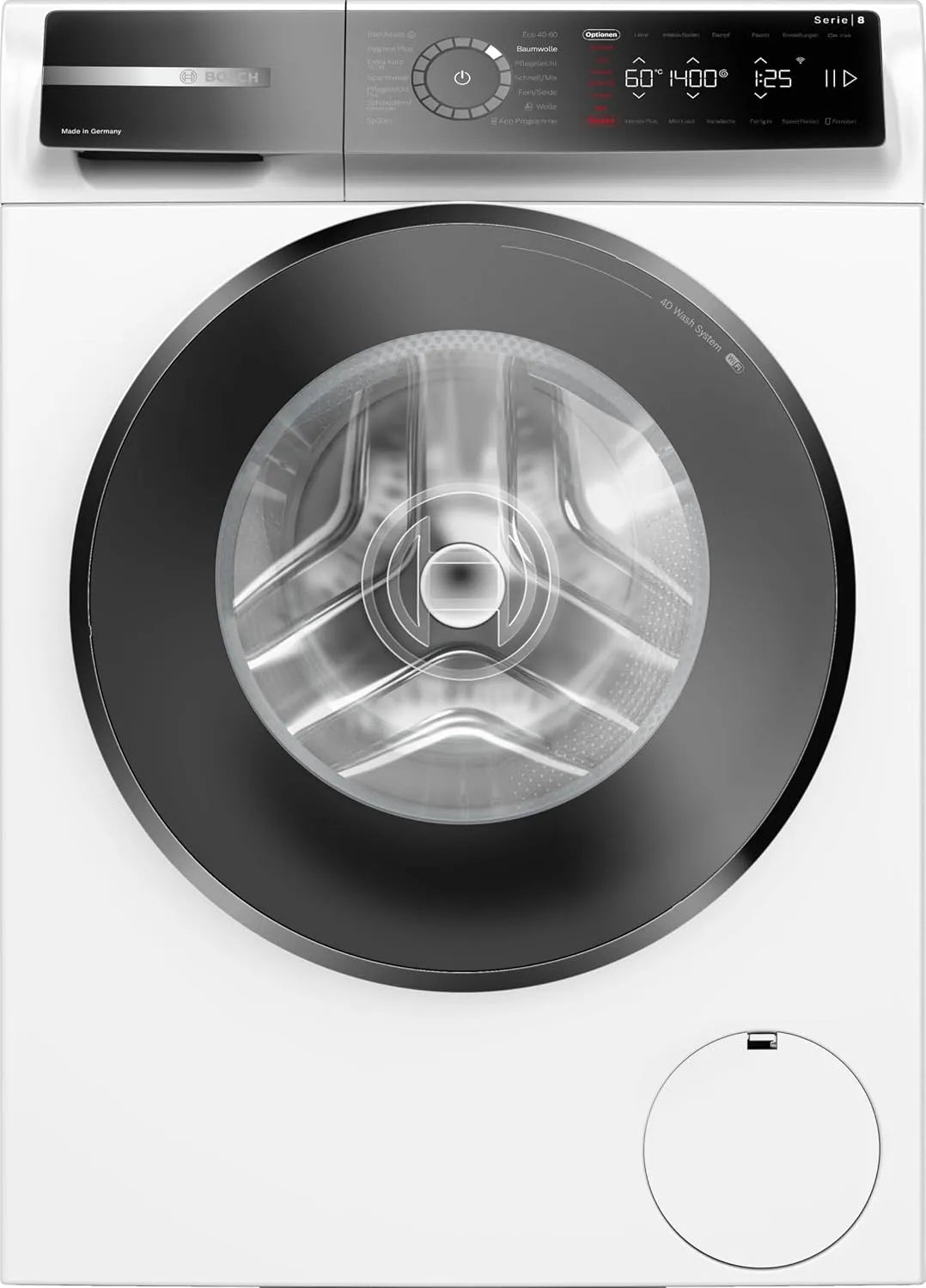 Bosch Waschmaschine WGB254031 1400, 4D Wash System, Made in Germany, Iron Assist reduziert Knitterfalten, schneller waschen mit Speed Perfect, UpM