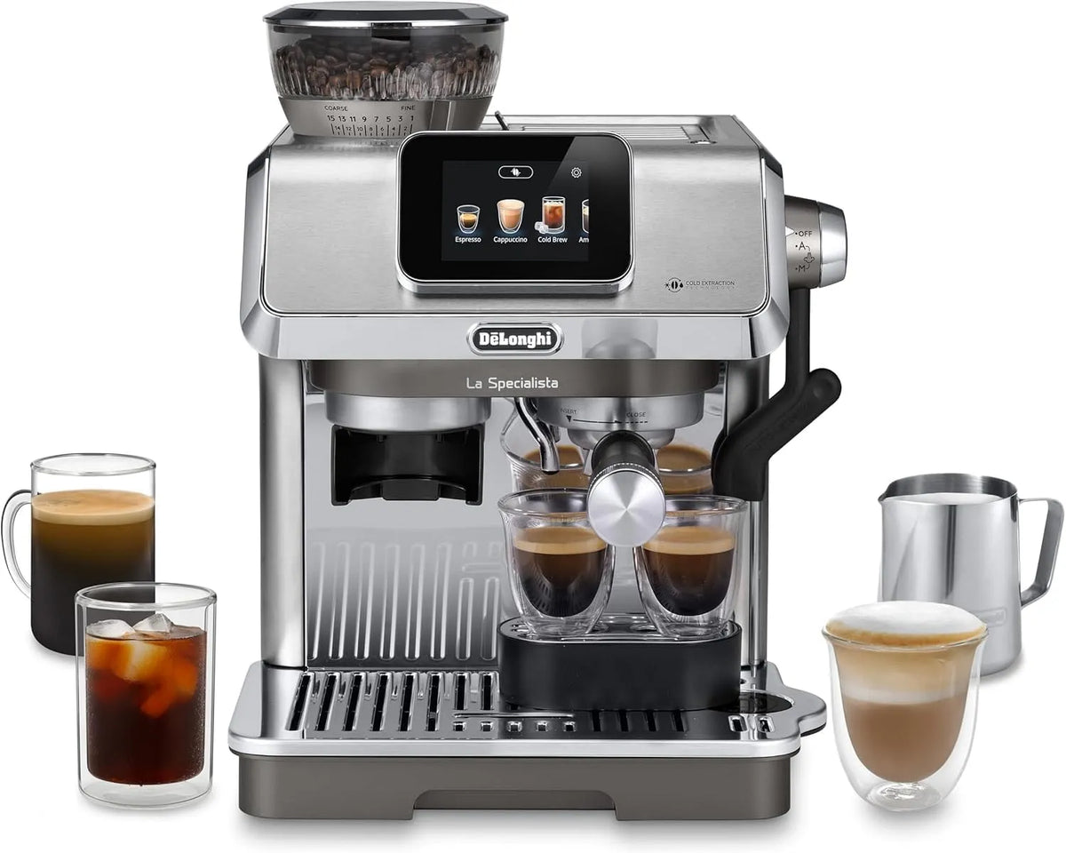 De'Longhi Espresso-Siebträgermaschine EC9455.M, 10 Getränke, La Specialista Touch, Perfetto Espressomaschine mit Mahlwerk, Cold Brew, Touchscreen