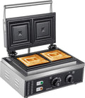 2-Slice Kommerzielle Elektrische Sandwich Maschine, mit Thermostat und Timer, Edelstahl Sandwich Maker Gewerblicher Elektrischer Sandwichmaker