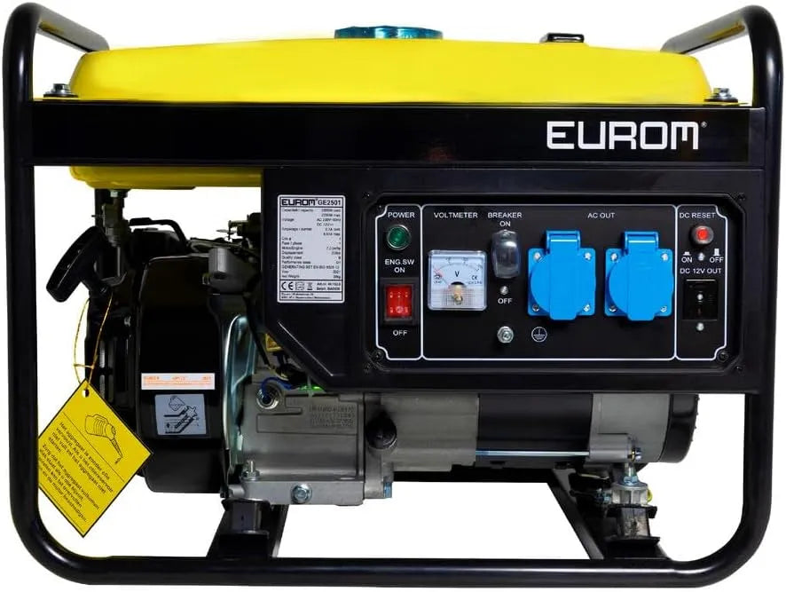 Stromerzeuger 11h Dönges, Notstromaggregat mit 2 x 230V Steckdosen, Betriebszeit, Garten, Benzin leise 2200 Watt, Stromgenerator 15L Tank für Outdoor