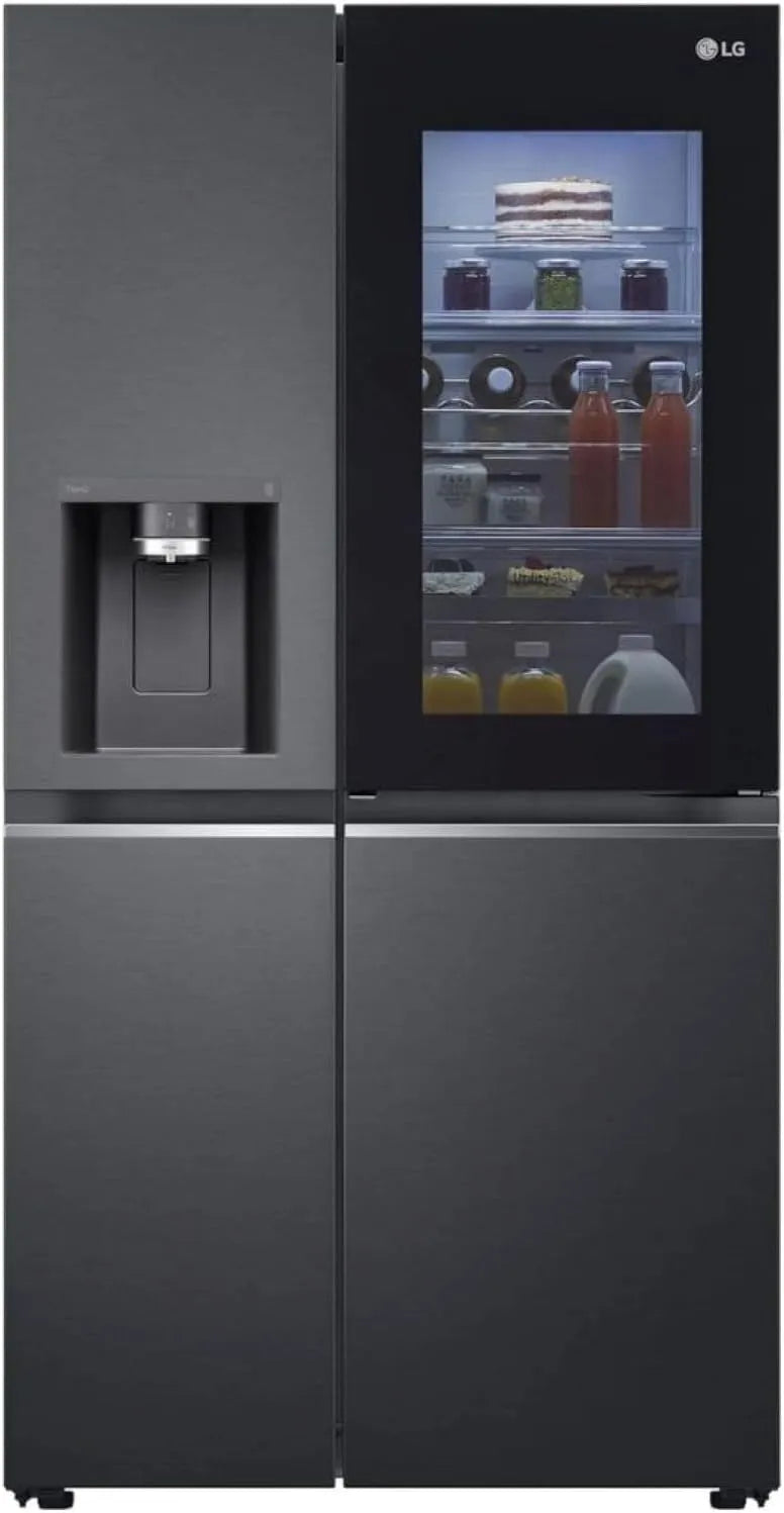 LG Modell GSXV90MCDE, Electronics Side-by-Side mit InstaView Door-in-Door, Eis, Festwasseranschluss, 635 Liter Kapazität, Craft Ice, in Schwarz