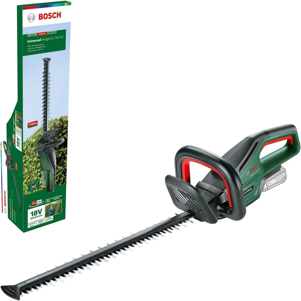 Bosch Heckenschere 18V-50 18-Volt-System, Messerlänge 50 cm, Akku UniversalHedgeCut, ohne Akku, im Karton, Modell Spannung