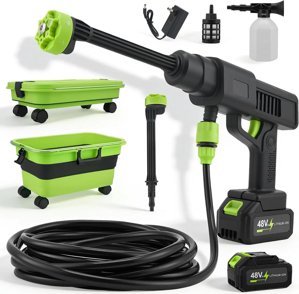 Hochdruckreiniger 10-Gang-Modus Akku, Druckreiniger für Mobile Reinigung, Mobiler mit 4.0Ah Batterie, highsam Pressure Washer, für Auto, Terrasse