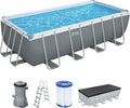 Bestway Pool, Steel Pro MAX Frame Komplett-Set, Maße 488 x 244 x 122 cm, Filterpumpe 3.028 l/h, Fassungsvermögen 11.532 Liter, Sicherheitsleiter