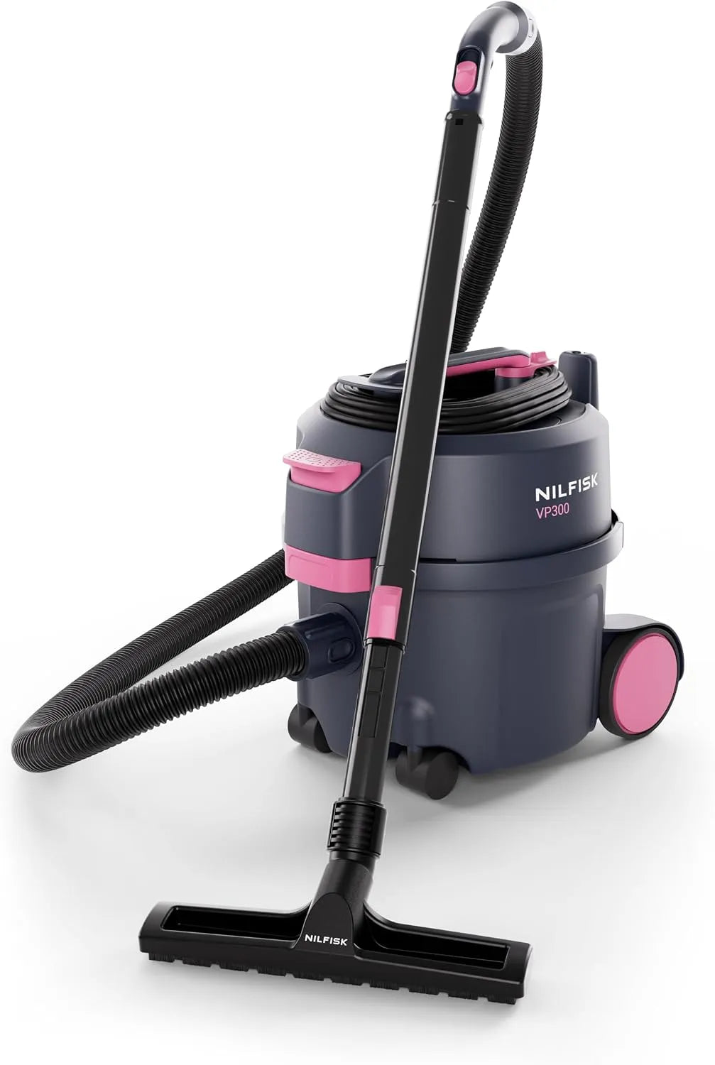 Nilfisk Nass-/Trockensauger VP300, HEPA Pink T EU, HEPA Filter, Gewerbesauger, niedriger Geräuschepegel, leicht, limitiert, robuster Ein, Aus-Schalter