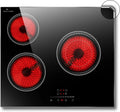 Kochfeld, Glaskeramikkochfeld 3 Platten, 60cm Einbau, Leistung 5200W, Spannung 240V, Keramik mit Rahmen, Slider-Touch-Steuerung, Sicherheitsschloss