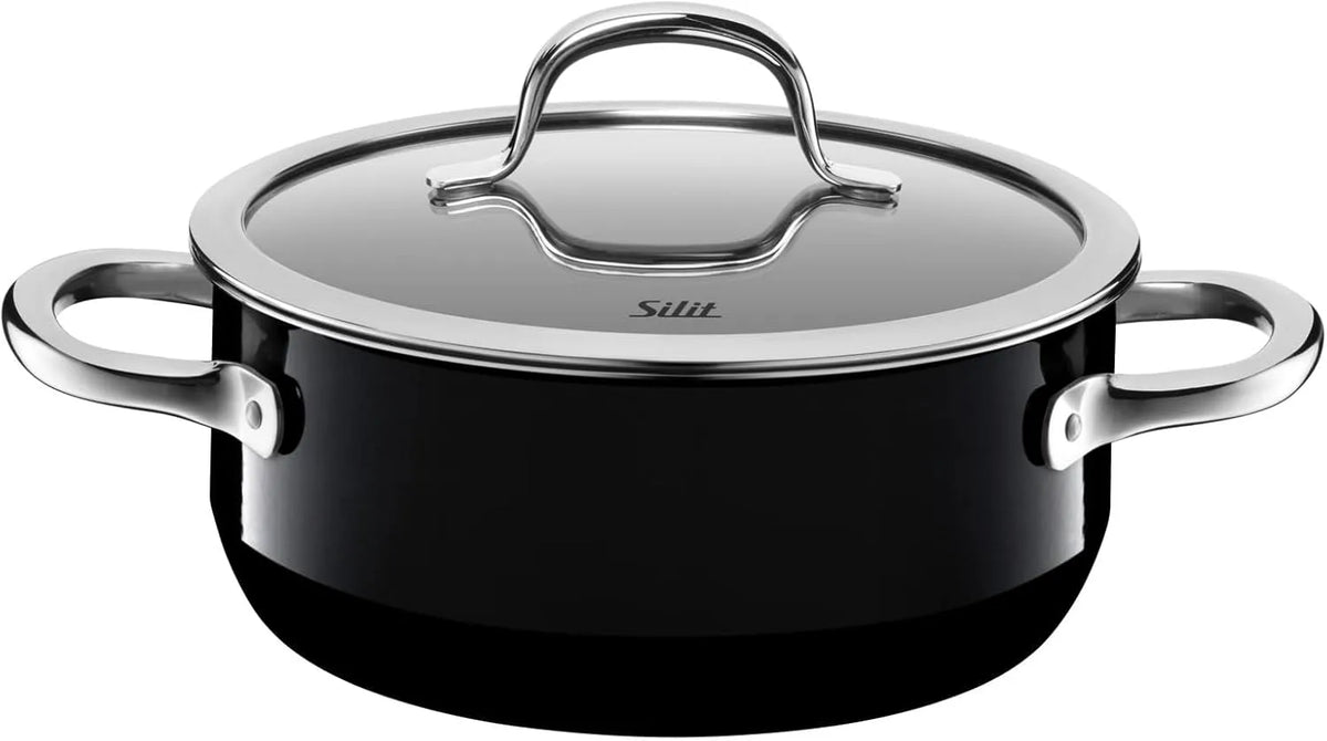 Kochtopf Silit Passion Black, kleiner Topf mit Glasdeckel, klein 20cm, Bratentopf Induktion 2,4l, in Schwarz, Silargan Funktionskeramik