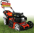 Rasenmäher, HECHT 5-IN-1 Benzin, Fassungsvermögen 65 l Fangkorb, Elektrostart, patentierte Räder, leistungsstarker 4 Takt Motor 4,0 kW, 5,5 PS