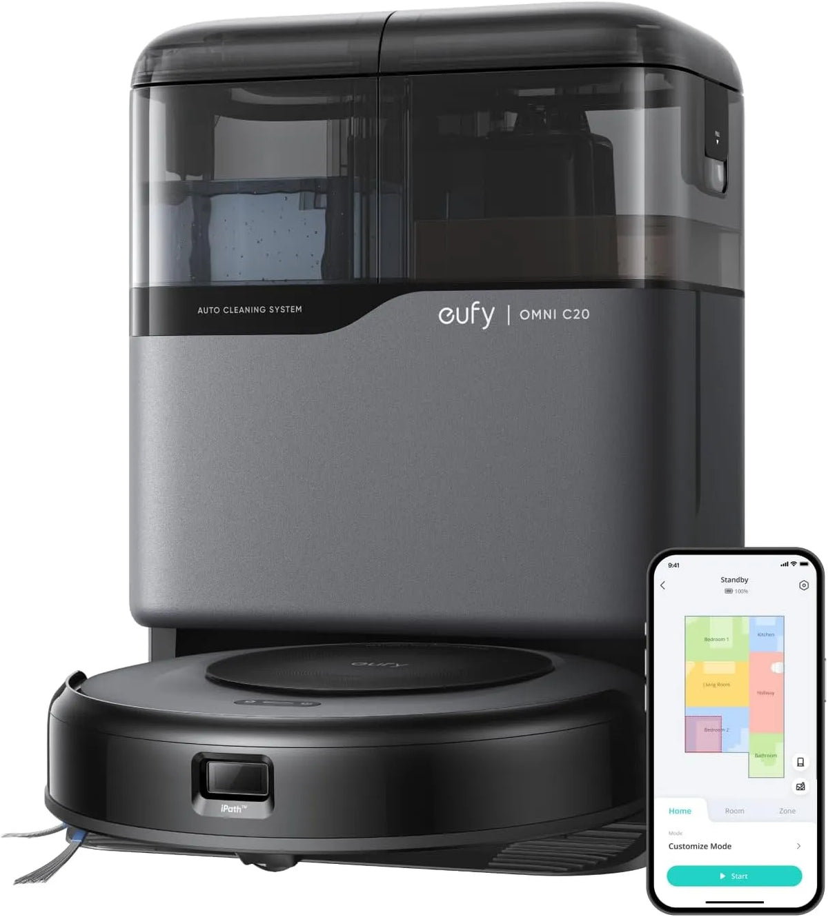 Saugroboter C20 eufy, Omni mit All-in-One-Station, Auto-Entleerung, Auto-Wasch- und Trocknungsfunktion mit Wischfunktion, Generalüberholt