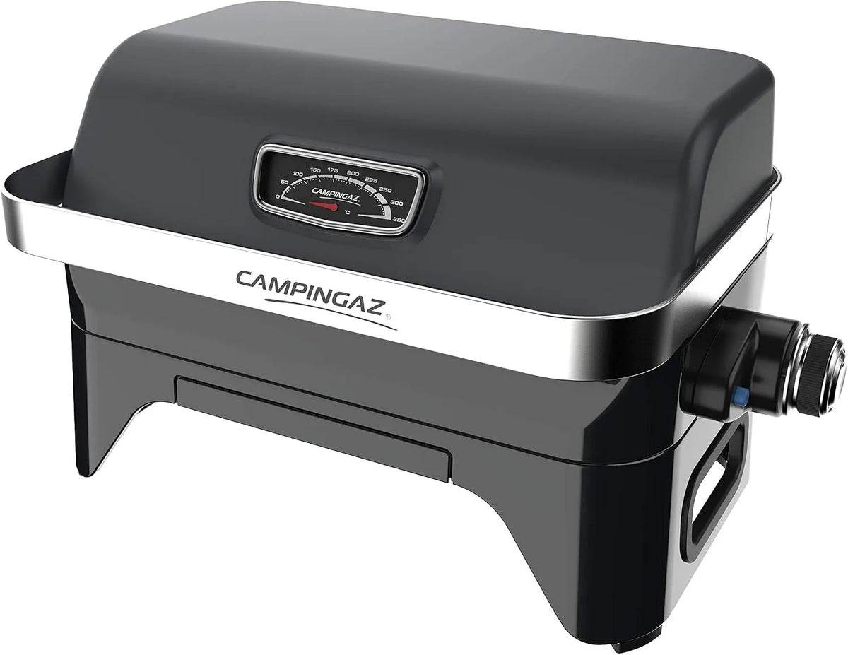 Gasgrill Attitude2go Campingaz R, Tischgrill mit geringem Rauch, tragbarer Balkongrill, Campinggrill, mit Deckel, Thermometer und Gusseisen-Grill