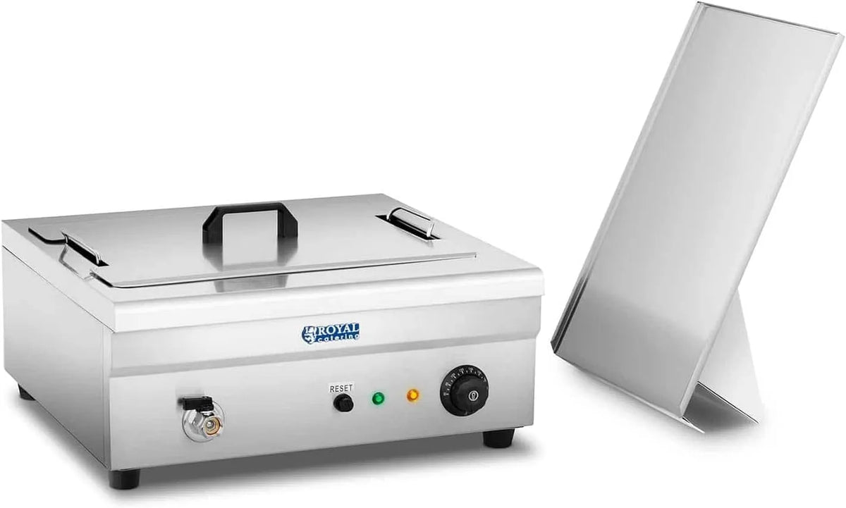 Fettbackgerät Elektro-Fritteuse Gastro Modell RCBG-18STHB Royal Catering, Fettbackgerät 18l Elektro-Fritteuse Gastro 3.200 W, Ablasshahn, Edelstahl