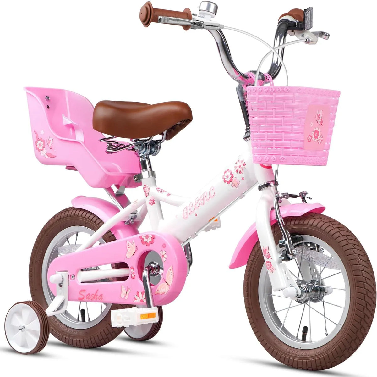 Fahrrad, 12-20 Zoll Kinderfahrrad für Kinder im Alter von 2 3 4 5 6 7 8 9 10 11 12 13 Jahren, Glerc Mädchenfahrrad, Kinderfahrrad mit Puppensitz, Korb