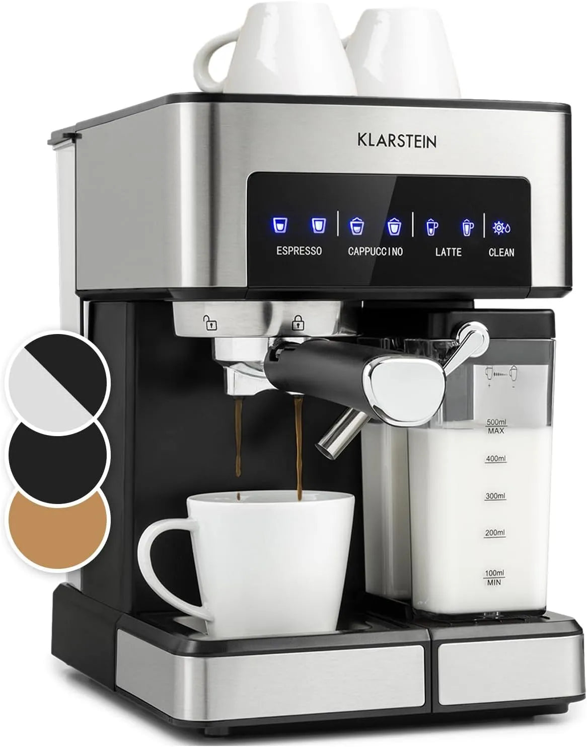 Klarstein Espresso-Siebträgermaschine, Fassungsvermögen 1,8L Mini-Espressomaschine mit Siebträger, Leistung 1350W für Gemahlenen Kaffee