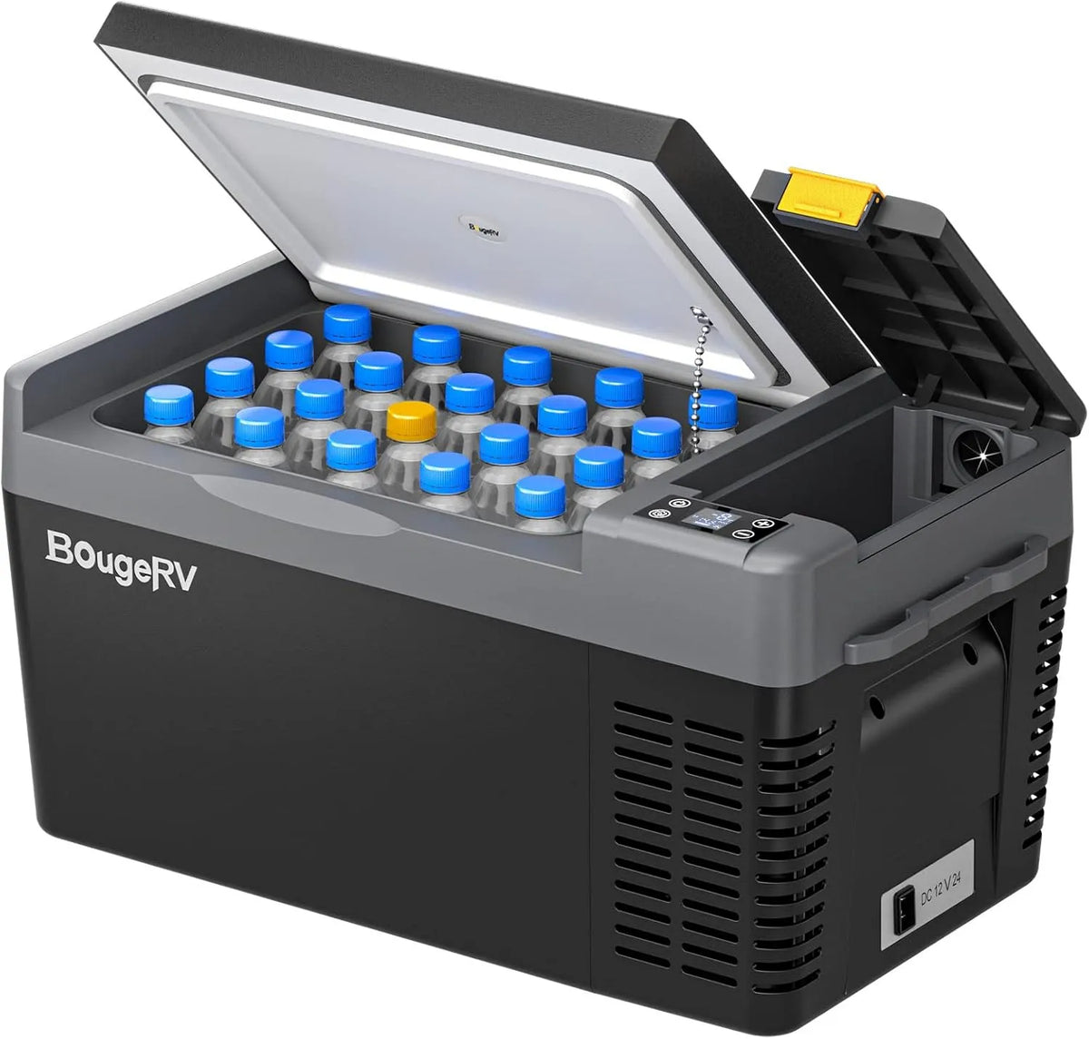 Kompressor 110-240V BougeRV CRPRO, Spannung 12v Kühlschrank, Fassungsvermögen 20 Liter Auto Kühlbox, für Auto, Reisen, Kühlbox 12v, 22℃~10℃, Camping