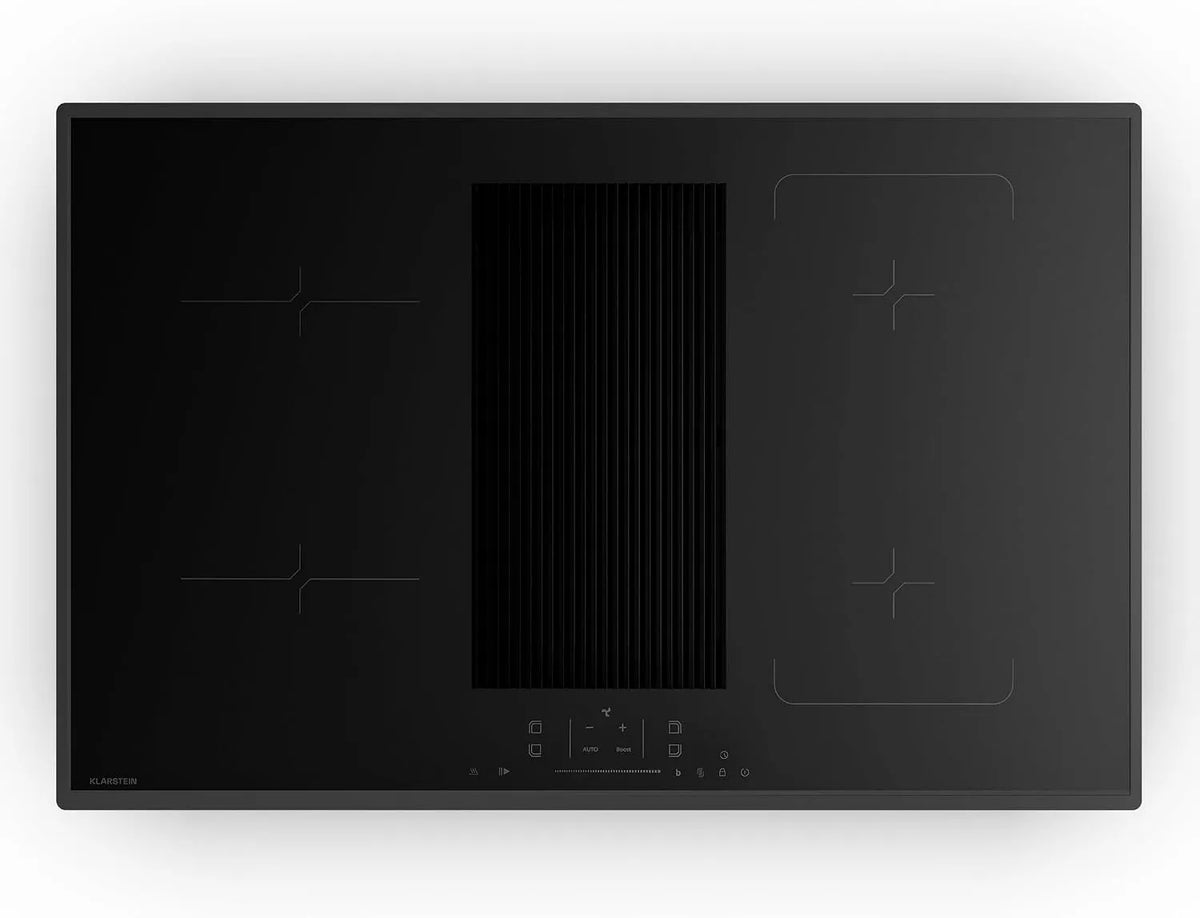Klarstein Induktionskochfeld, Breite 80cm, 4 Zonen, Leistung 8400W Boost, Velaire mit Dunstabzug, Flex-Zone, Touch-Slider, Timer, Kindersicherung