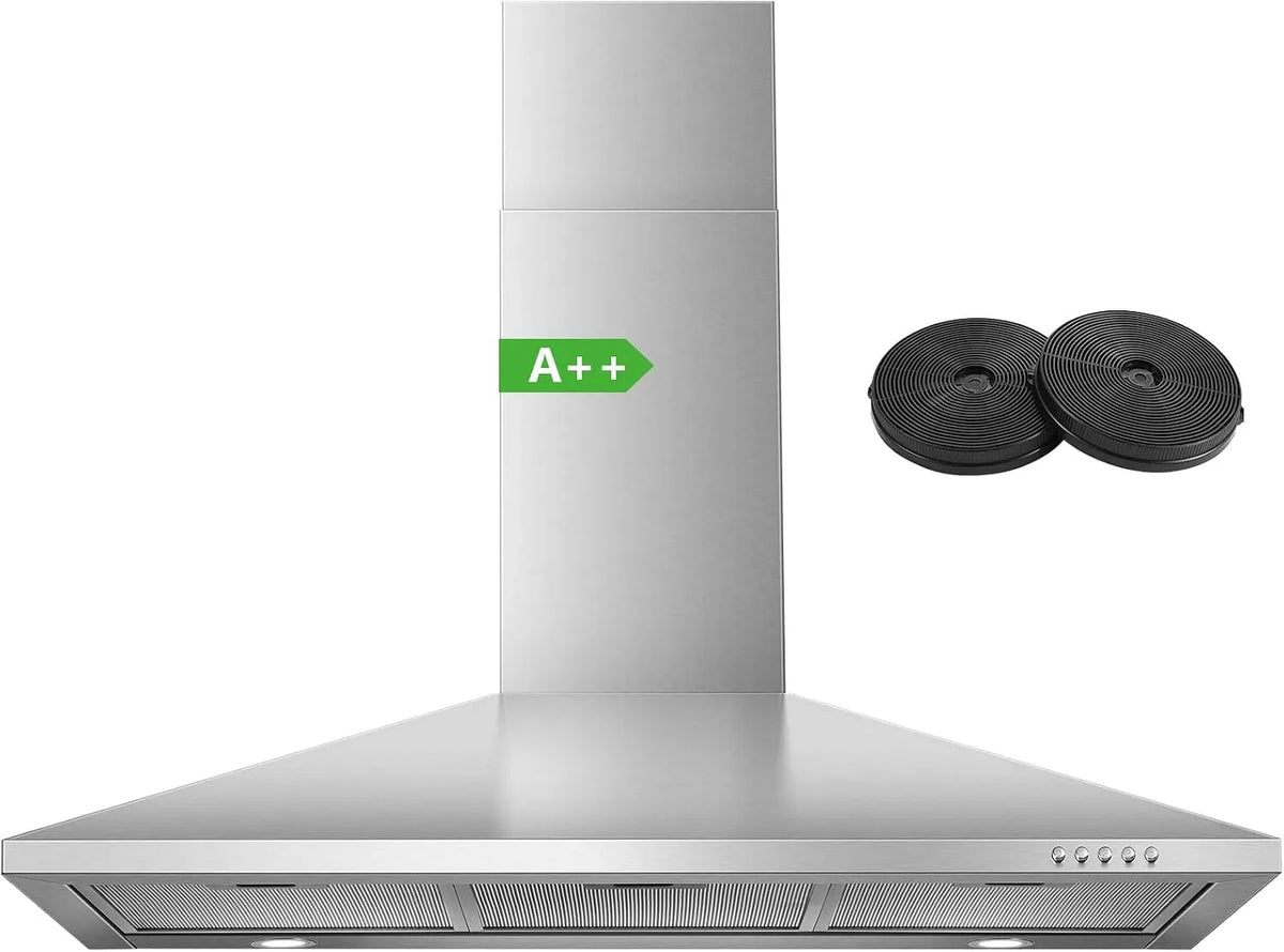 Dunstabzugshaube SNDOAS, 90cm Umluft, Abzugshaube 90cm Breit mit 350 m³/h Starker Saugleistung, Fassungsvermögen 3 Leistungsstufen, Abluft, LED-Licht