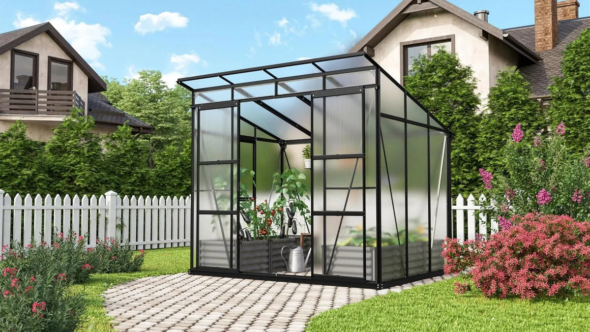 Gewächshaus 5900 Vitavia, 6 mm HKP, 5,9 m², Freya ', Wetterfestes & stabiles Treibhaus, für Gemüse & Pflanzen, Robust & langlebig, in Schwarz