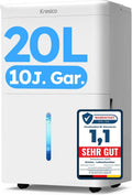 Luftentfeuchter 150m³/50m, elektrisch 20L, 20L/24h, Entfeuchter elektrisch 39dB, Raumentfeuchter für Räume ca. 150m³, 50m², Fassungsvermögen 20L