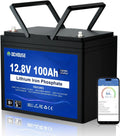 Modell 100Ah Lithium Batterie mit 100A BMS LiFePO4 15000 DCHOUSE Bluetooth, 1280Wh Lithium Akku, für Trolling Motor, Bis zu Zyklen, Wohnmobile, Boot