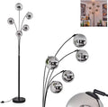 Modell E14 Stehleuchte Gastor, Ø 15 cm, Höhe 210 cm, 5 x, ohne Leuchtmittel, Stehlampe aus Metall, Chromfarben, Leuchte im modernen Retro