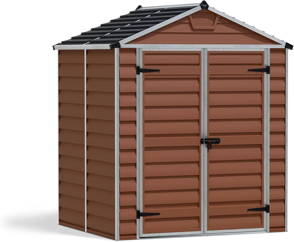 Gerätehaus Canopia by Palram, Skylight 6x5 Geräteschuppen Metall 154 x 185 cm Bernstein Polycarbonatplatten rostbeständig UV-Schutz