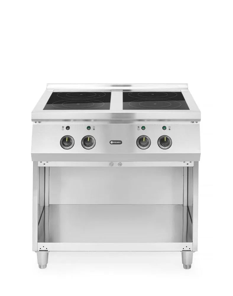 Hendi Induktionskochfeld 800x700x, 4 Kochzonen: 2x 5kW und 2x 3,5kW, Spannung 400V, Leistung 17000W, 870mm, Induktionsherd, mit Ablagefläche