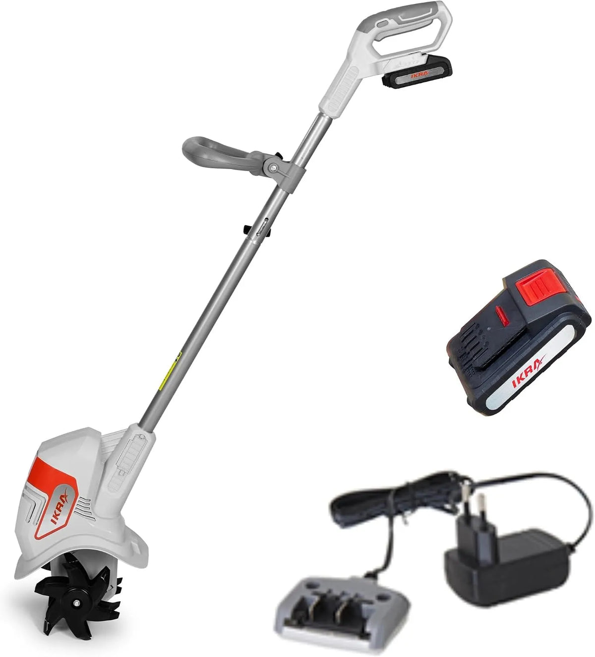 Motorhacke IAMH 20 IKRA Akku, Arbeitsbreite 19cm, Laufzeit max. 30 Minuten, Arbeitstiefe bis 15,5cm, inklusive. Akku & Ladegerät