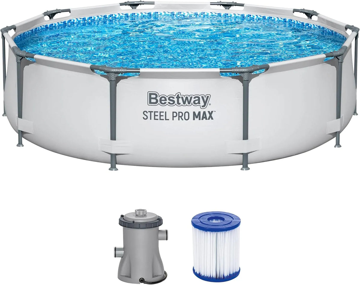 Bestway Pool, mit Filterpumpe 305 x 76 cm, Steel Pro Max Frame -Set, rund