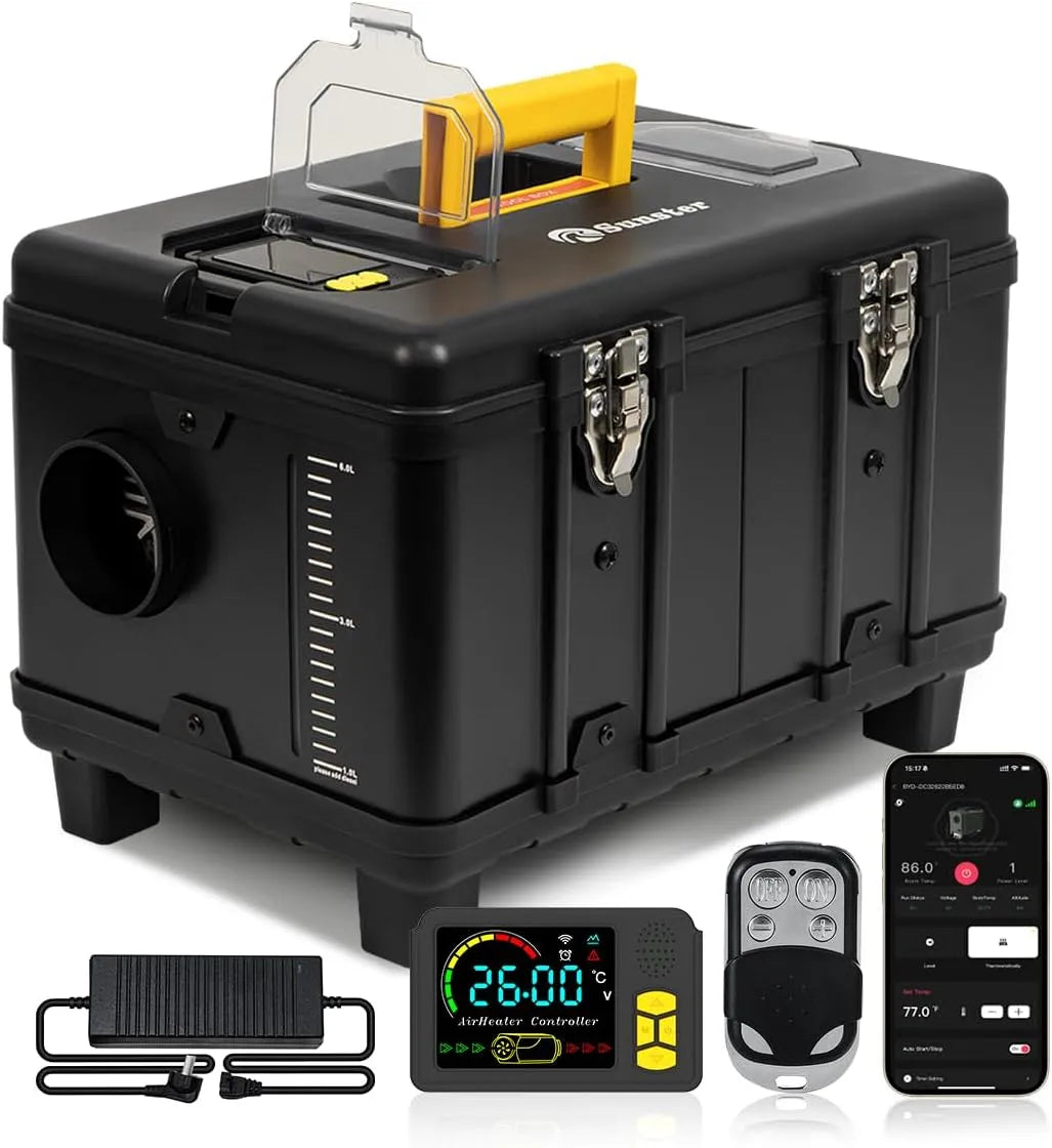 Luft Dieselheizung, Spannung 24V DC & 240V AC Diesel Standheizung 0,12–0,45 L/h, Spannung 12V, tragbar Dieselheizung für LKW, Transporter, Wohnmobil