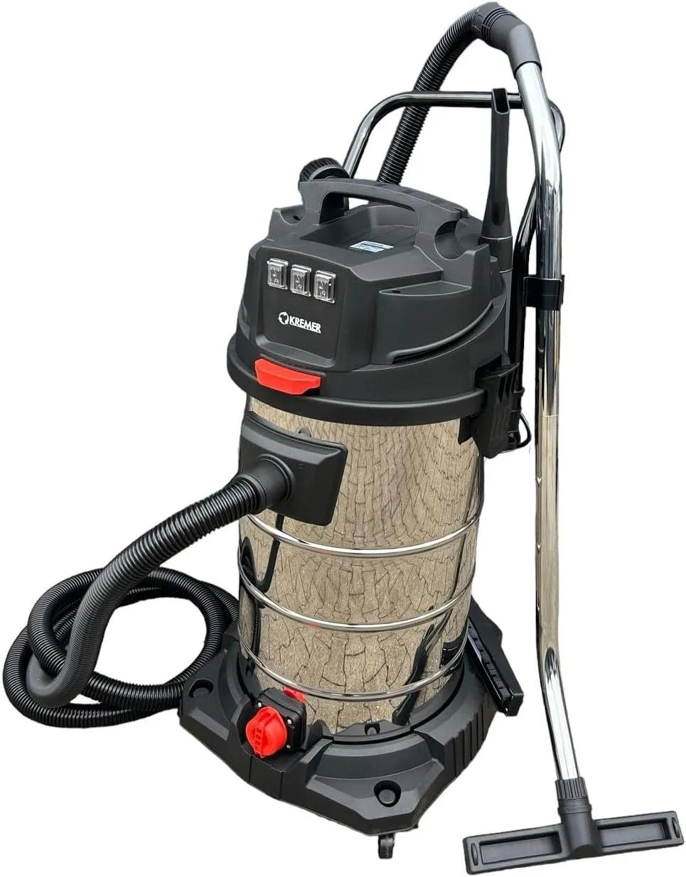 Staubsauger, Industriesauger 3000W Nass Trocken Sauger 100 Liter Edelstahl Behälter, Industrie Gewerbe mit 3 Saugmotoren je 1000 Watt