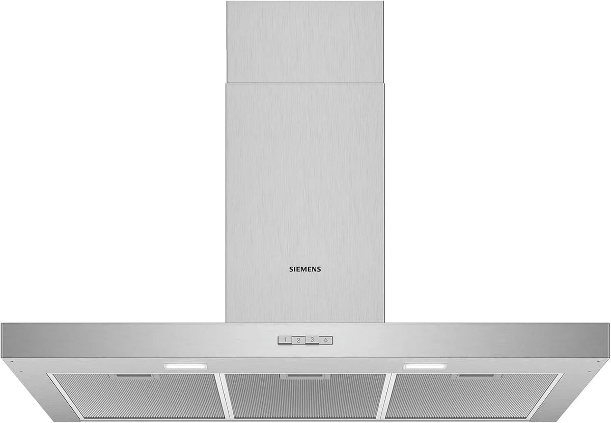 Siemens Dunstabzugshaube LC94BBC50 iQ100, Metall-Fettfilter, Breite 90 cm, Wandhaube, Edelstahl, LED-Beleuchtung
