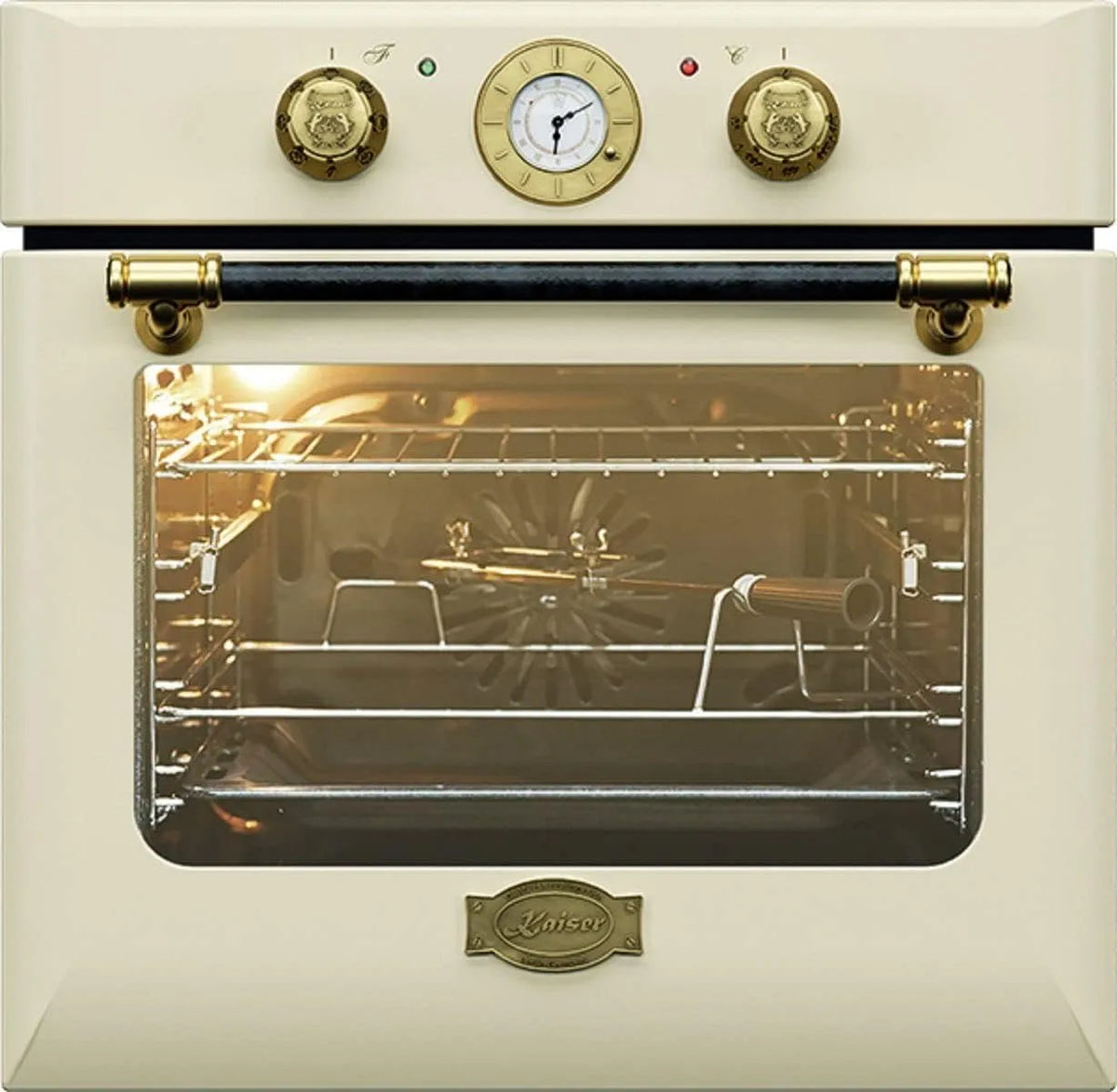 Backofen EH 6432, Fassungsvermögen 68 l, 10 Funktionen, Kaiser Einbaubackofen ElfBE', Pizza-Funktion, Retro Elektro-Einbauofen, Drehspieß