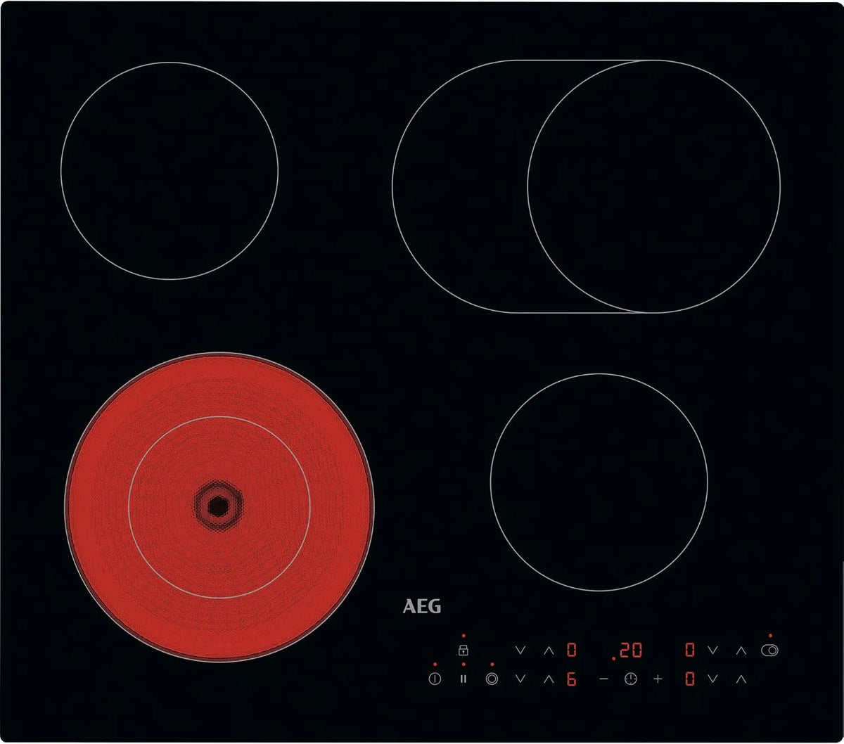 AEG Kochfeld HRX64360C 3000, Breite 49 cm, Touch-Steuerung, Restwärmeanzeigen, in Schwarz, Serie, 4 Kochzonen, Ceran, Gas auf Glas, Einbaukochfeld