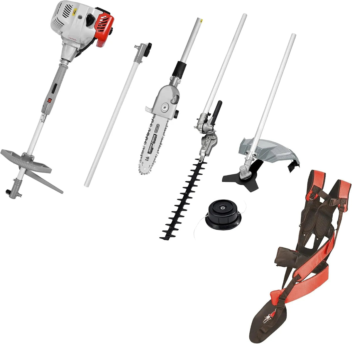 Rasentrimmer IBKH 52 4in1, IKRA Gartenpflege Set Multitool -1 Benzin: Freischneider Entaster Heckenschere 51,7cm³ 1,5kW