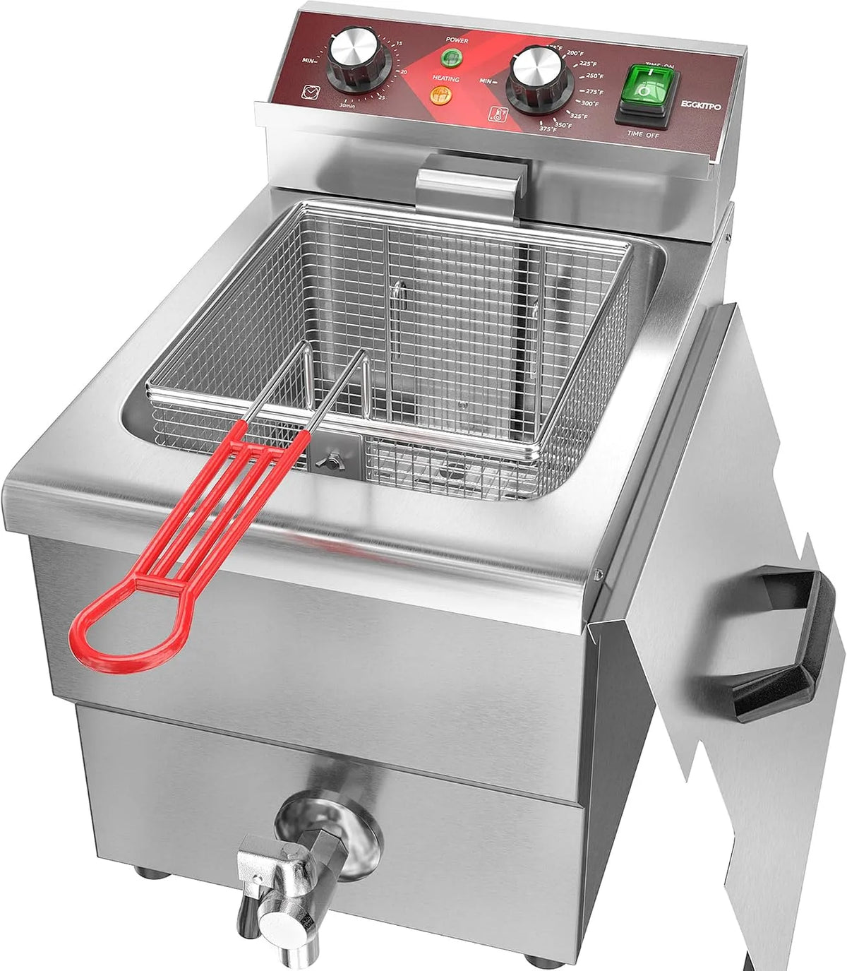 12 l Große elektrische Fritteuse EGGKITPO Fritteuse, mit Ölablass und Timer Fritteuse