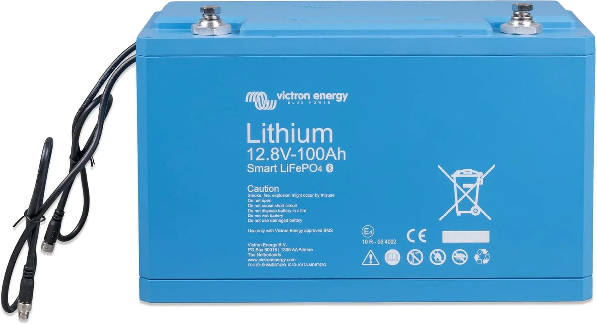 LiFePO Batterie 100Ah Smart Victron Energy, Lithium-Eisenphosphat-Akku mit integriertem BMS und Bluetooth