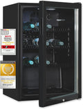 Exquisit Kühlschrank GKS120-GT-160C, 3 Gitterablagen, Türschloss, Standgerät, Nutzinhalt: 118 L, Glastürkühlschrank in Schwarz, Umluftventilator