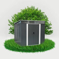 Gerätehaus Grindi, Geräteschuppen 193x238x202 cm Schiebetür, Garten Schrank, Metall Ribes I, Gartenhütte, Gartenhaus, Fahrradgarage, Shelter