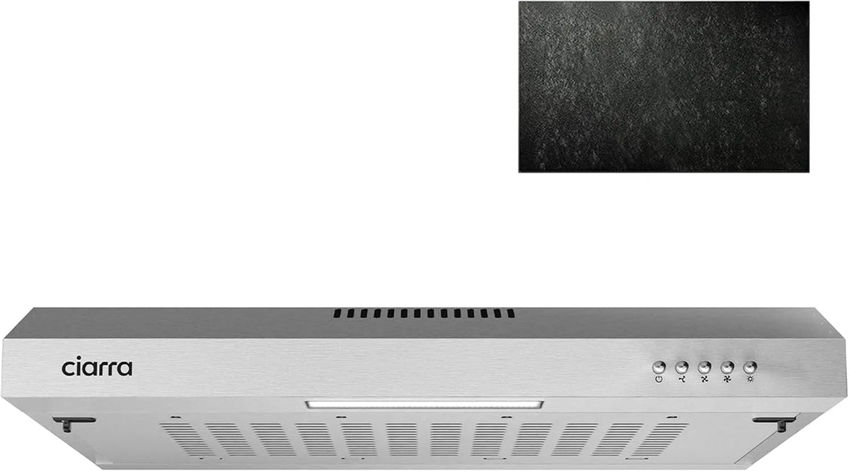 CIARRA Dunstabzugshaube CBCS6903, 60cm 3 Leistungsstufen Abluft Umluft Unterbauhaube, Kompatible Kohlefilter, Silber