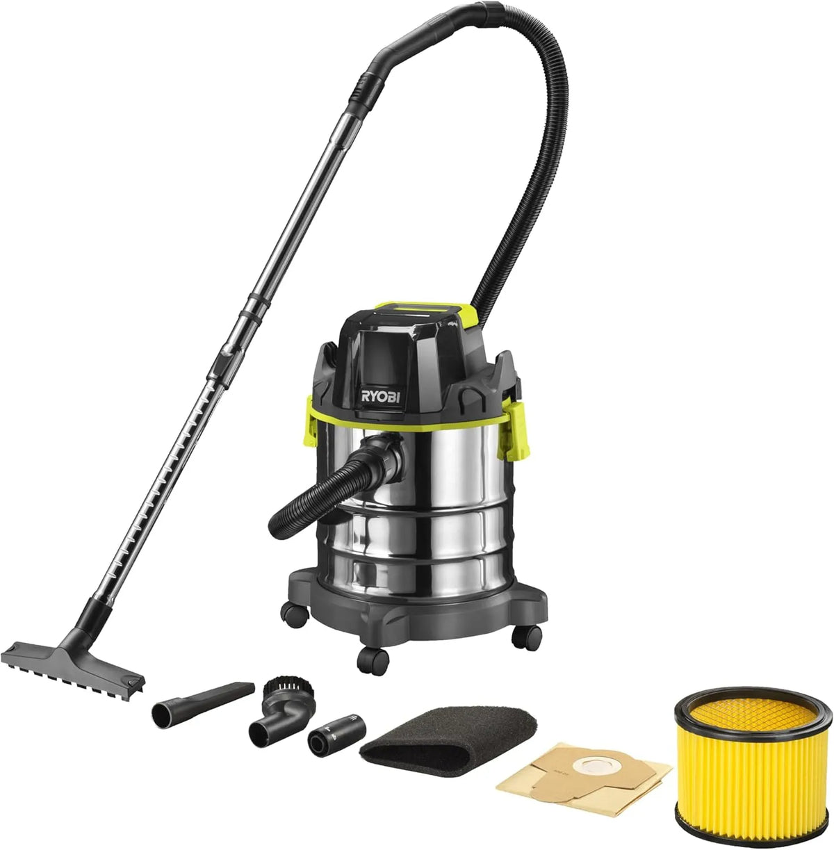Ryobi Nass- und Trockensauger RYOBI 18 V R18WDV-0, Fassungsvermögen 18 L Behälter, ohne Akku und Ladegerät