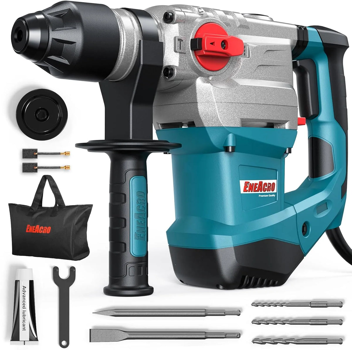 Bohrhammer Modell 7Joule ENEACRO SDS-Plus, 32 mm Bohrleistung in Beton， Mit Bohrer und Meißel, Leistung 1500W Abbruchhammer mit 4 Funktionen