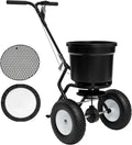 PPOLB Düngerstreuer, Gewicht 22,7 kg Kapazität, 30,5 cm pneumatische Räder, 0-3 m Streubreite, 30-stufige, Samen- und Salzstreuer