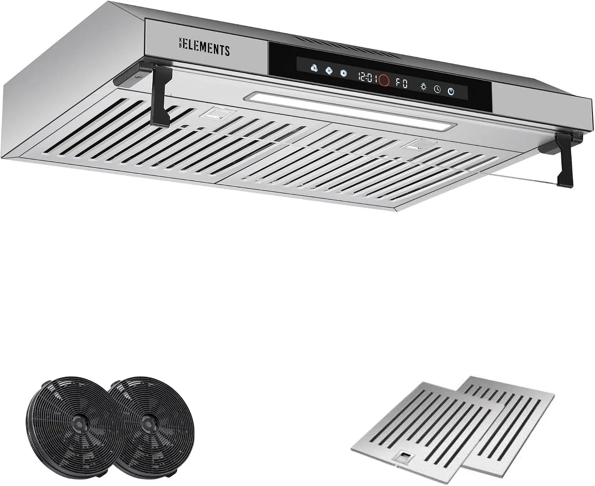 Dunstabzugshaube, Breite 60cm, Silber 60 cm, 650m³/h, Abluft mit 650m³, Doppelter Motor, Umluft, h starke Saugleistung, Touch-Gestensteuerung